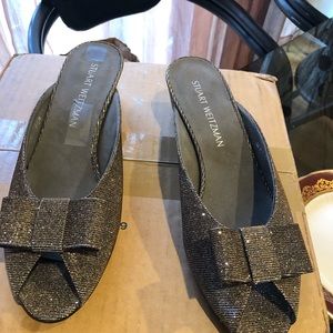 Stuart Weitzman  slip on shoes sparkly with bow in the front  new no tags
